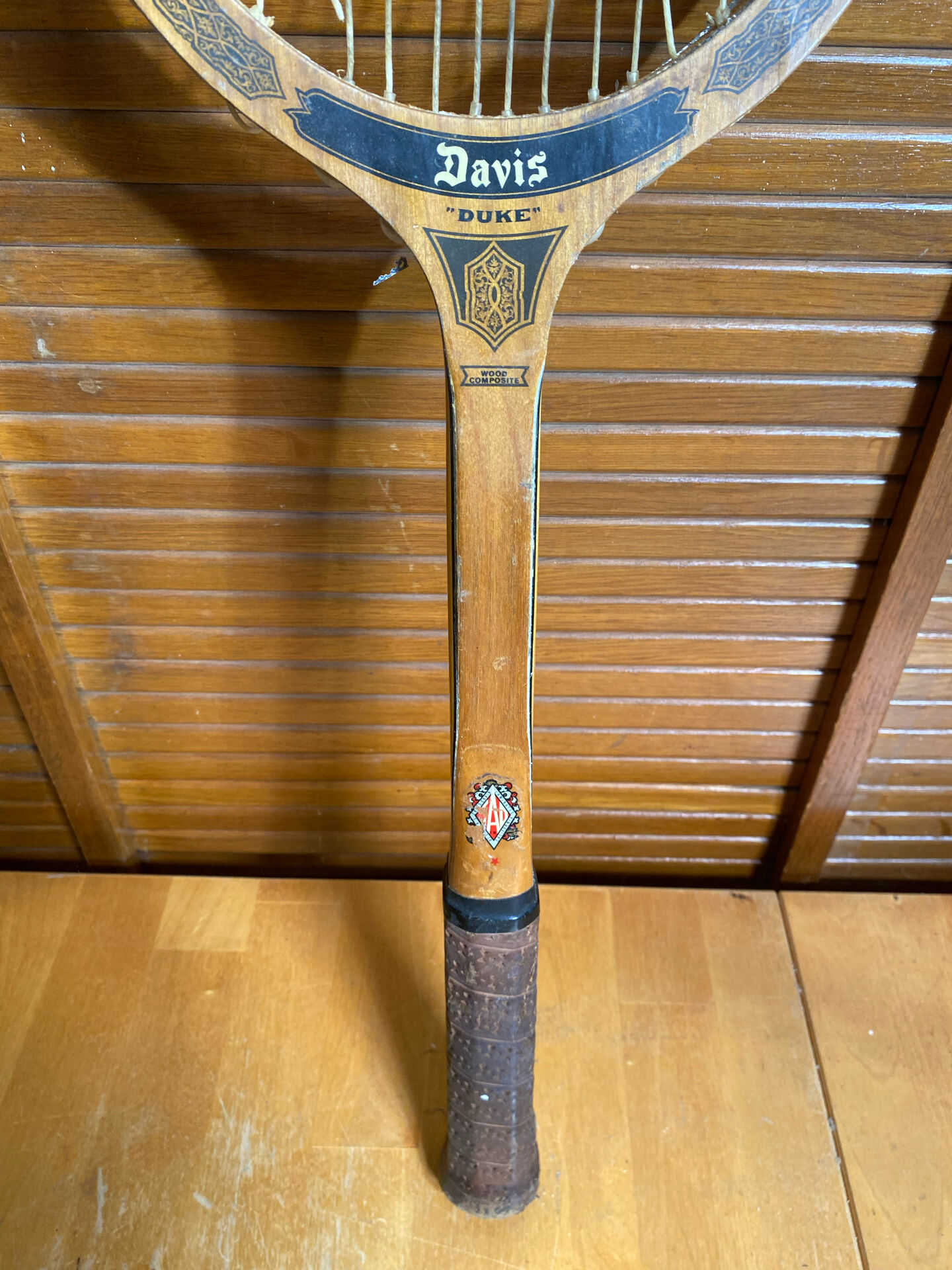 Vintage Tennis Racket DAVIS Duke Wood + Leather Case #E218