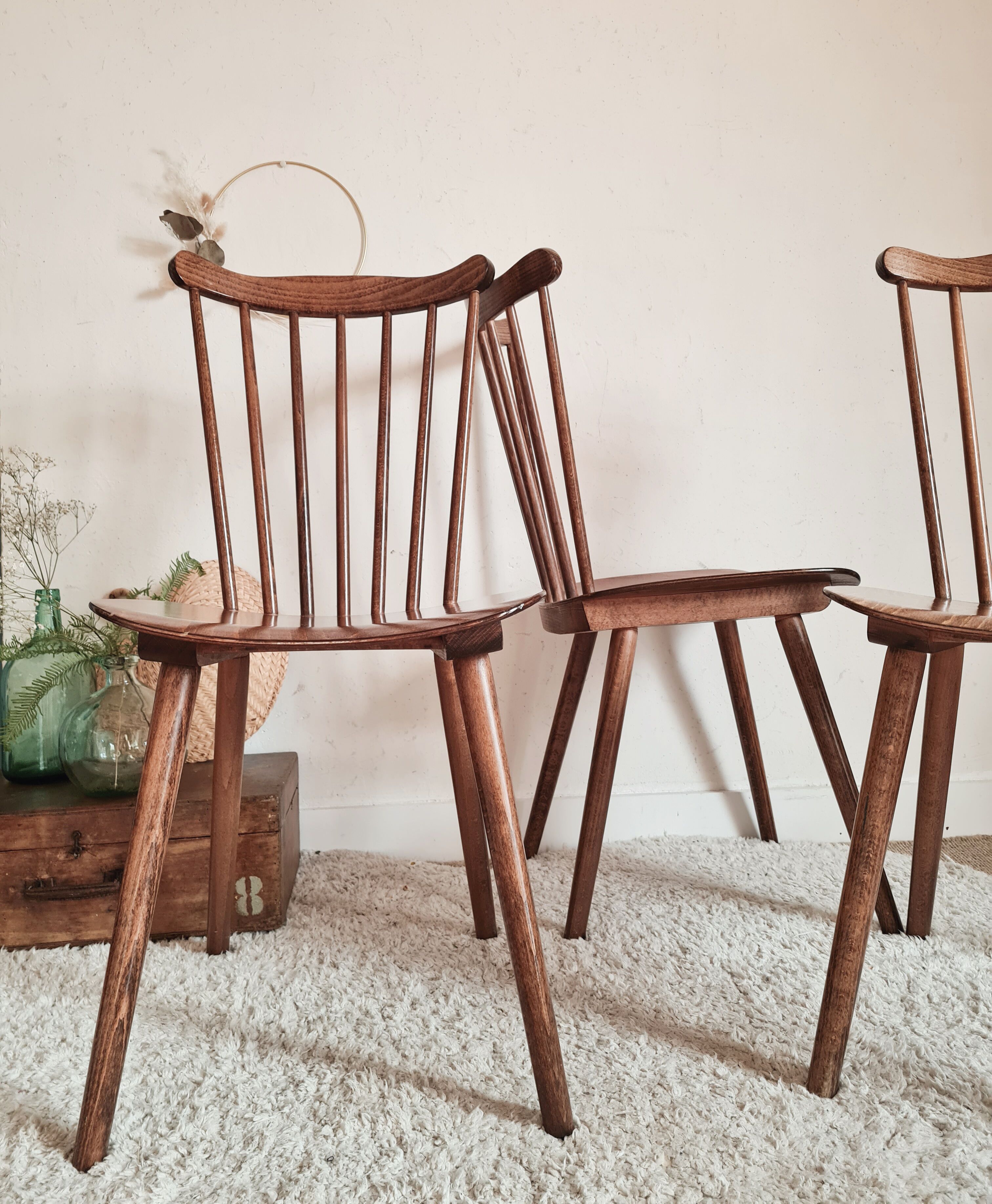 3 wooden trio bistro chairs No. 740 Baumann