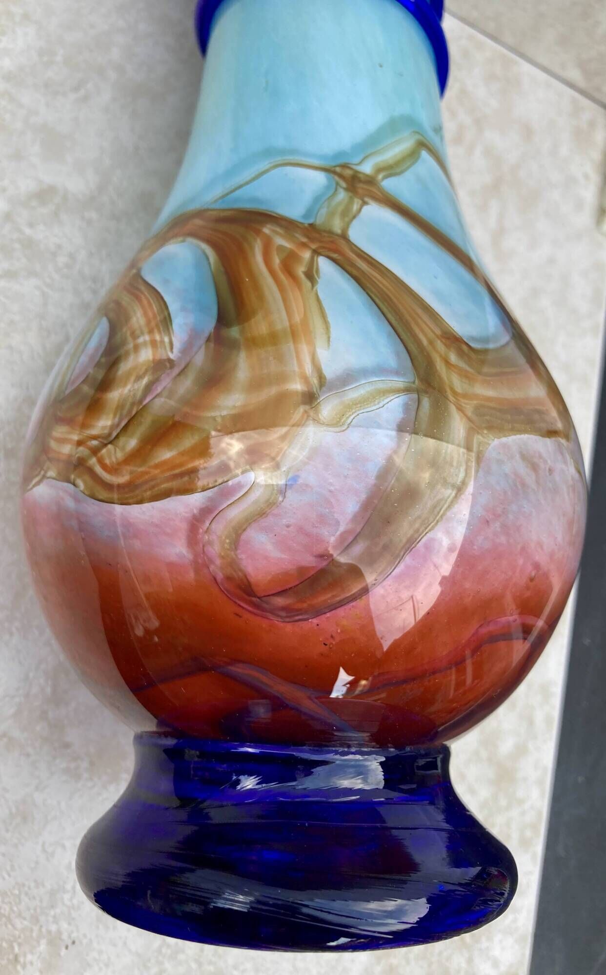 vase - glass paste - signed SABA FRÈRES - BIOT - dated No. 95 - size XXXL