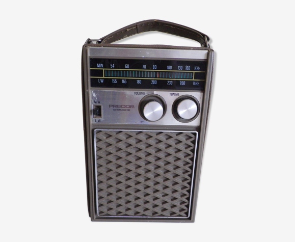 Poste radio portable avec sacoche en skaî - années 70 - marque Precor -  piles et secteur | Selency