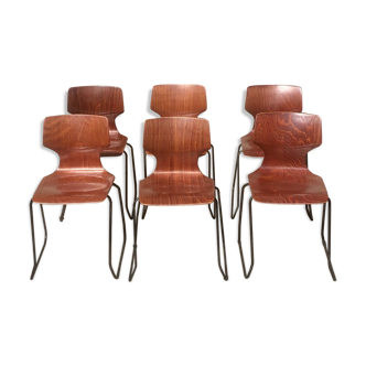 Set of 6 vintage sled chairs