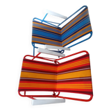 Vintage camping folding chairs with stripes