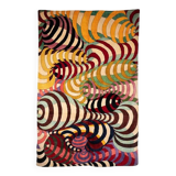 Tapisserie à motifs de	spirales	et	en	laine. Travail	contemporain