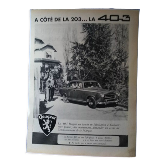 Publicité 403 peugeot issue d'une revue d'époque