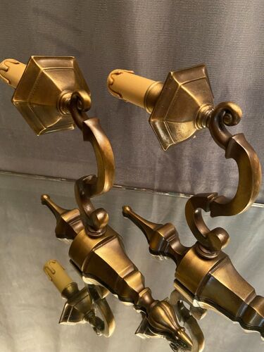 Pair of brass sconces in Louis XIV style
