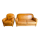 Authentic Club Lounge Set (Sofa + 1 Armchair) in Basane Leather