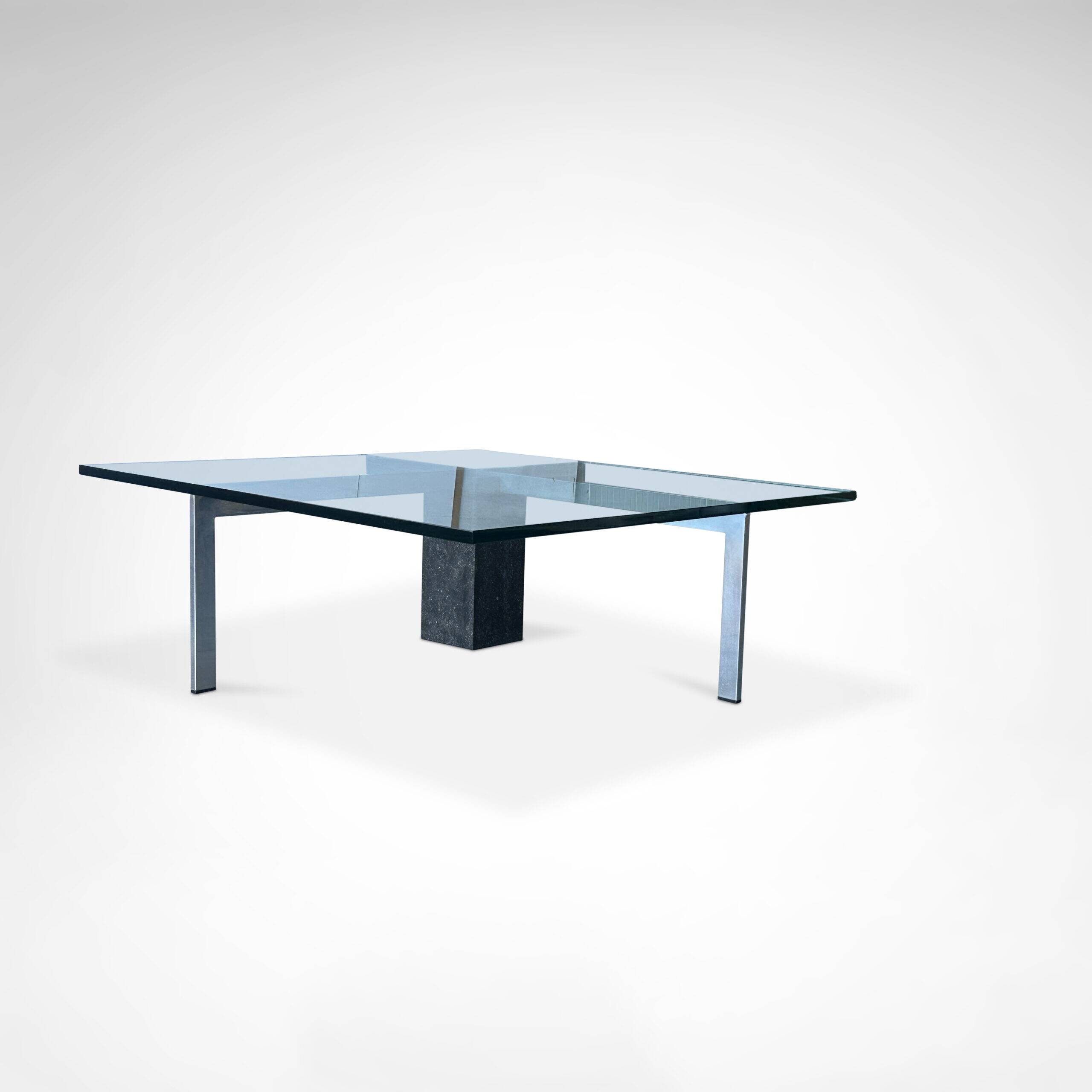 KW1 glass, metal and granite coffee table by Hank Kwint for Metaform 1980s