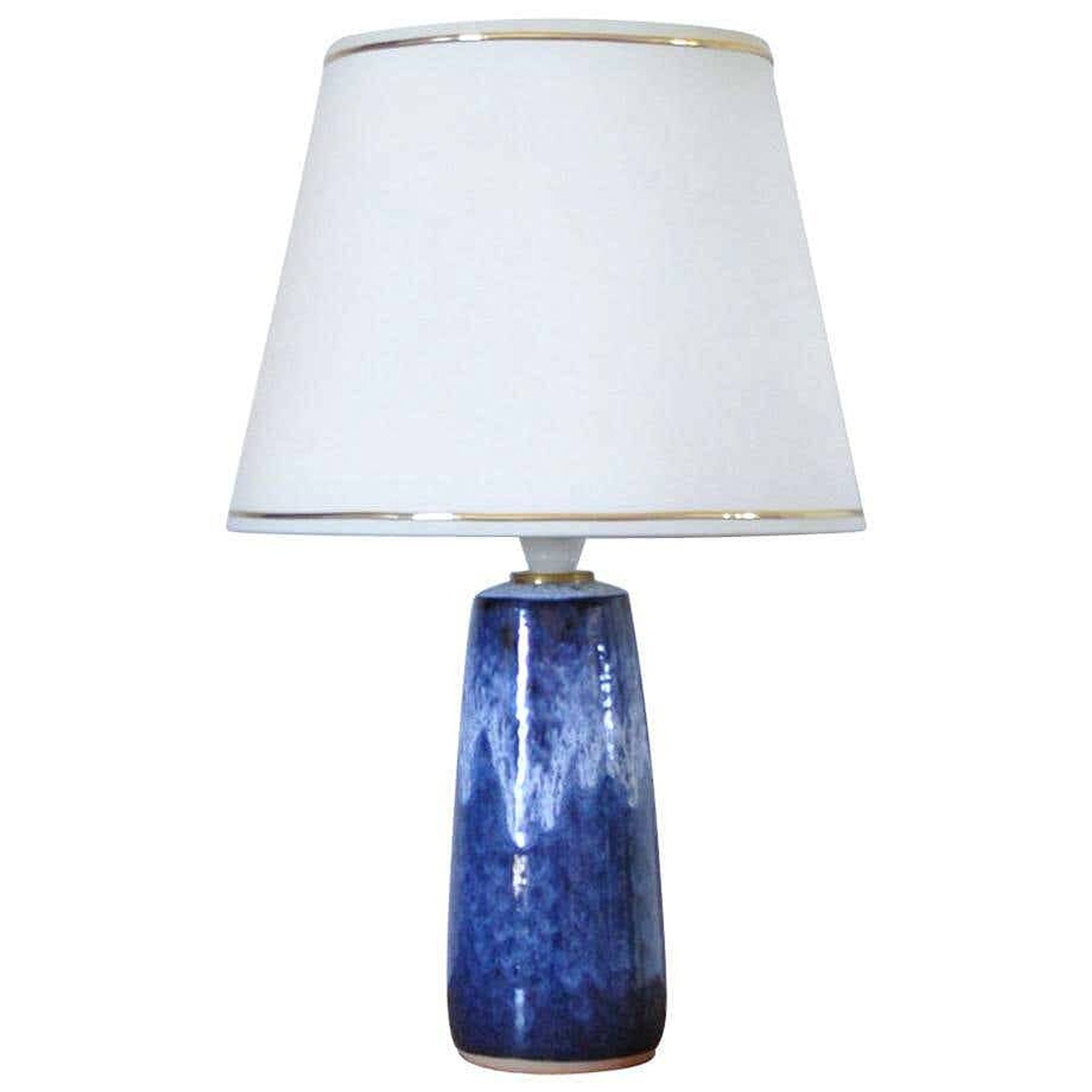 Glazed ceramic table lamp from Valholm, Denmark