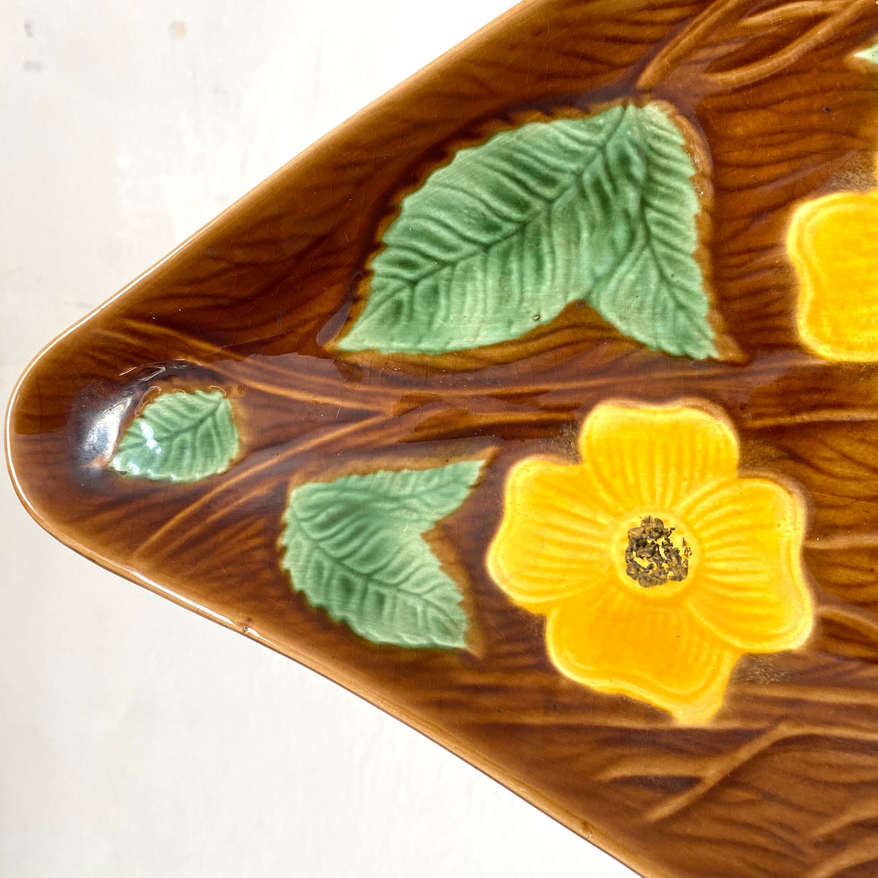 Vintage floral dish, Sarreguemines fruit bowl