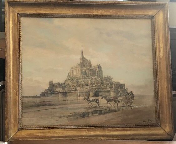Watercolour of Mont St Michel by Pierre Chapuis