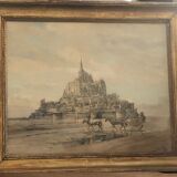 Watercolour of Mont St Michel by Pierre Chapuis