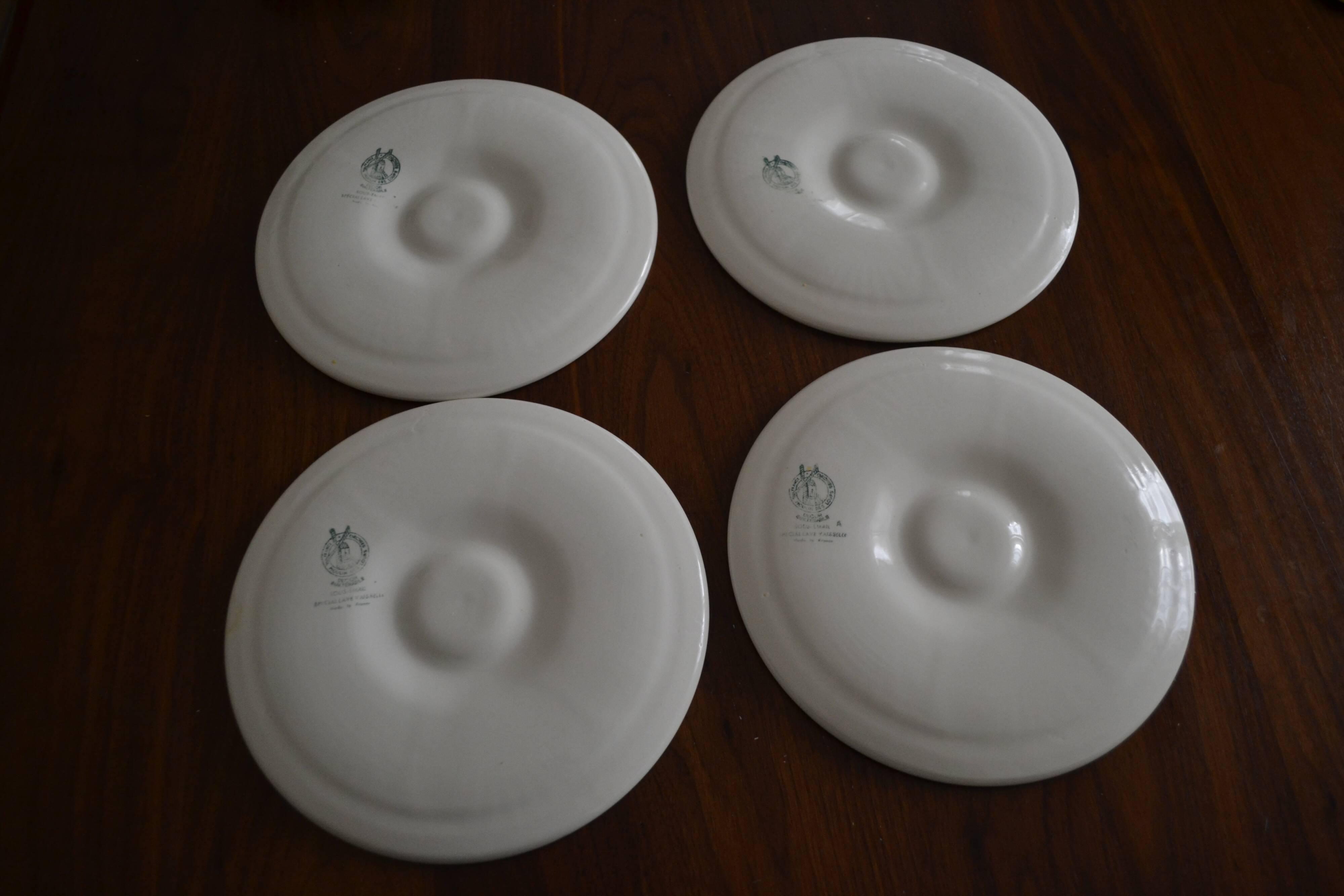 Lot de 4 assiettes à Huitre Moulin des Loups