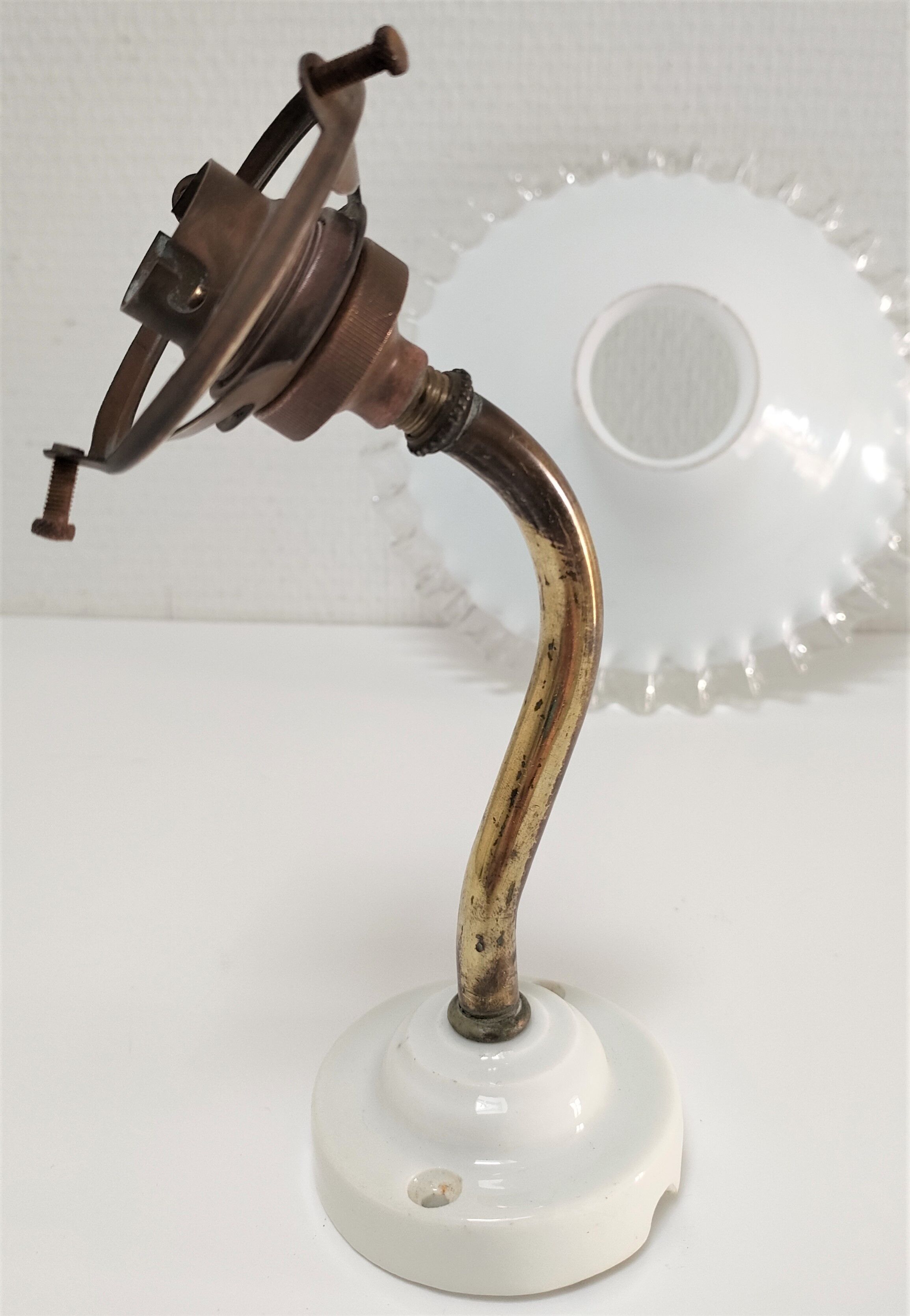 Opaline porcelain brass wall lamp early twentieth century
