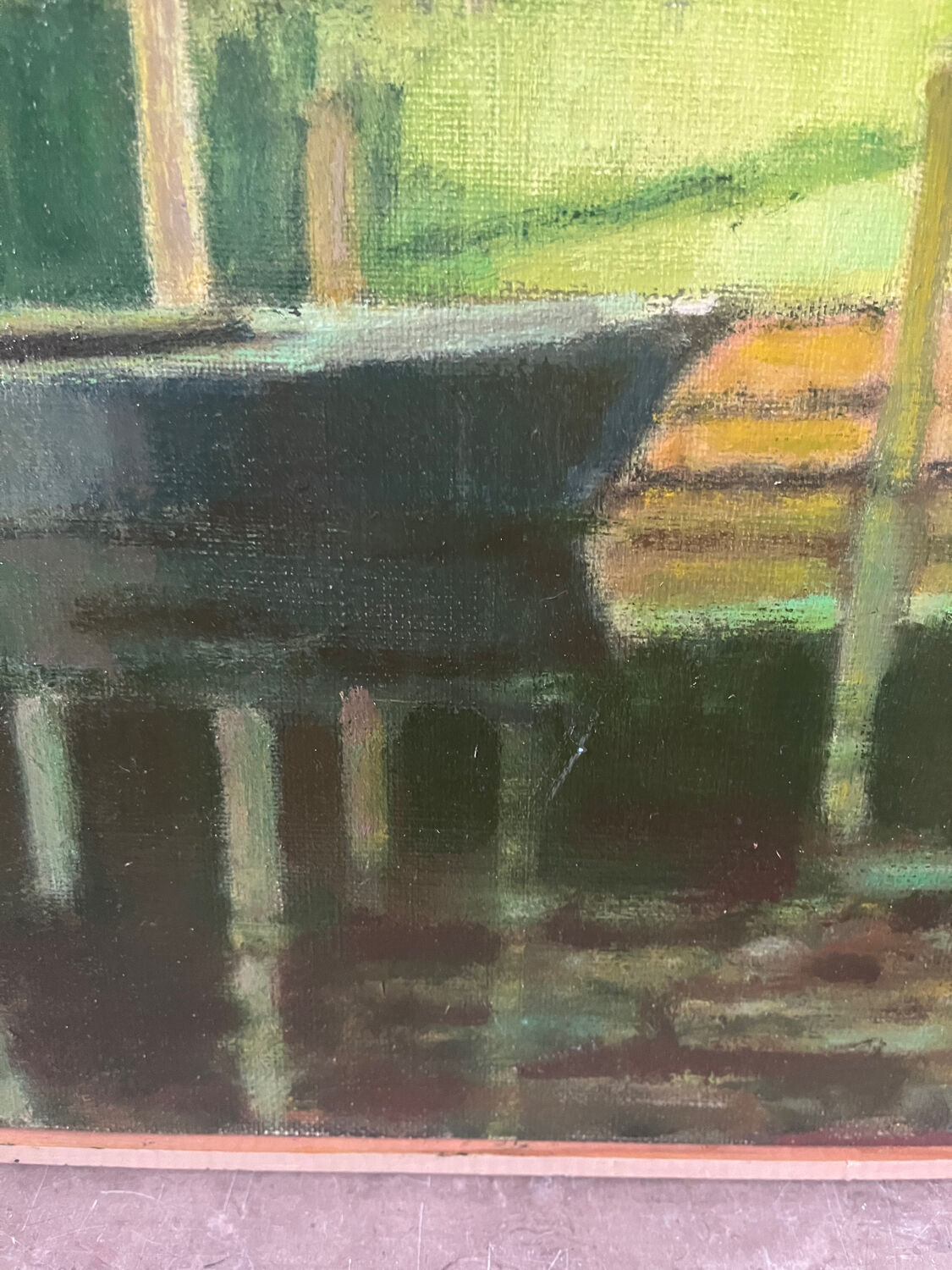 La Brière, Brittany, oil on canvas signed P Poulain