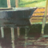 La Brière, Brittany, oil on canvas signed P Poulain