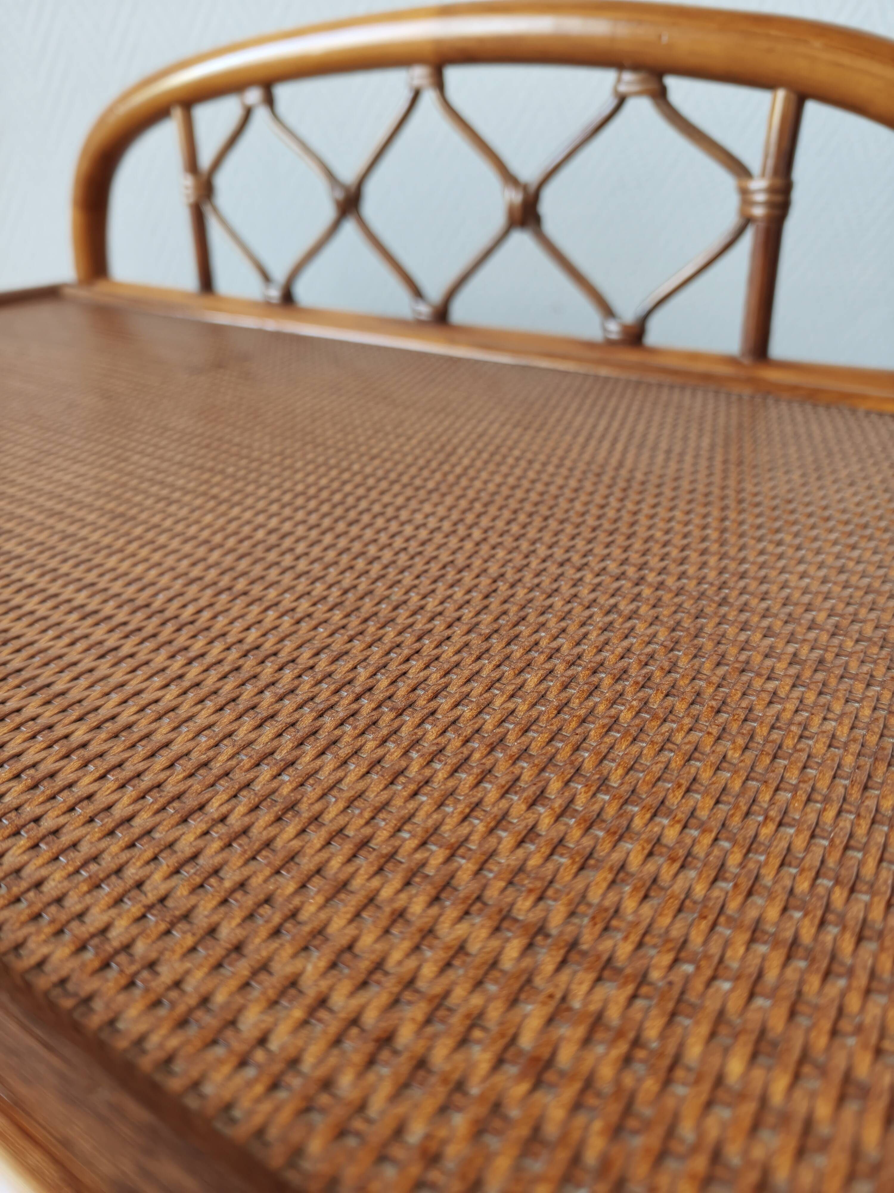 Vintage rattan and cane commode from the 1970s.