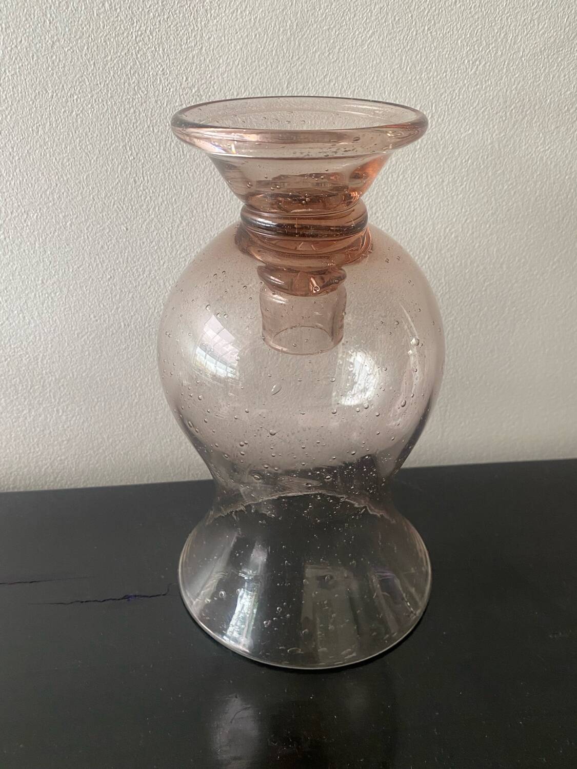 Blown bubble glass tea light holder