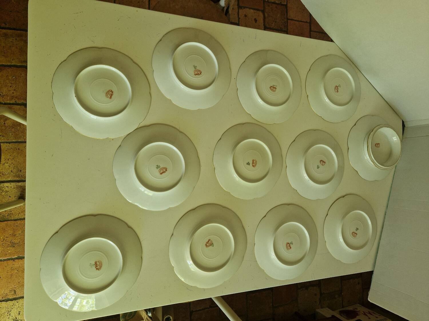 Lot of 11 Porcelain Dinner Plates Plus Presentation Dish Manufactured