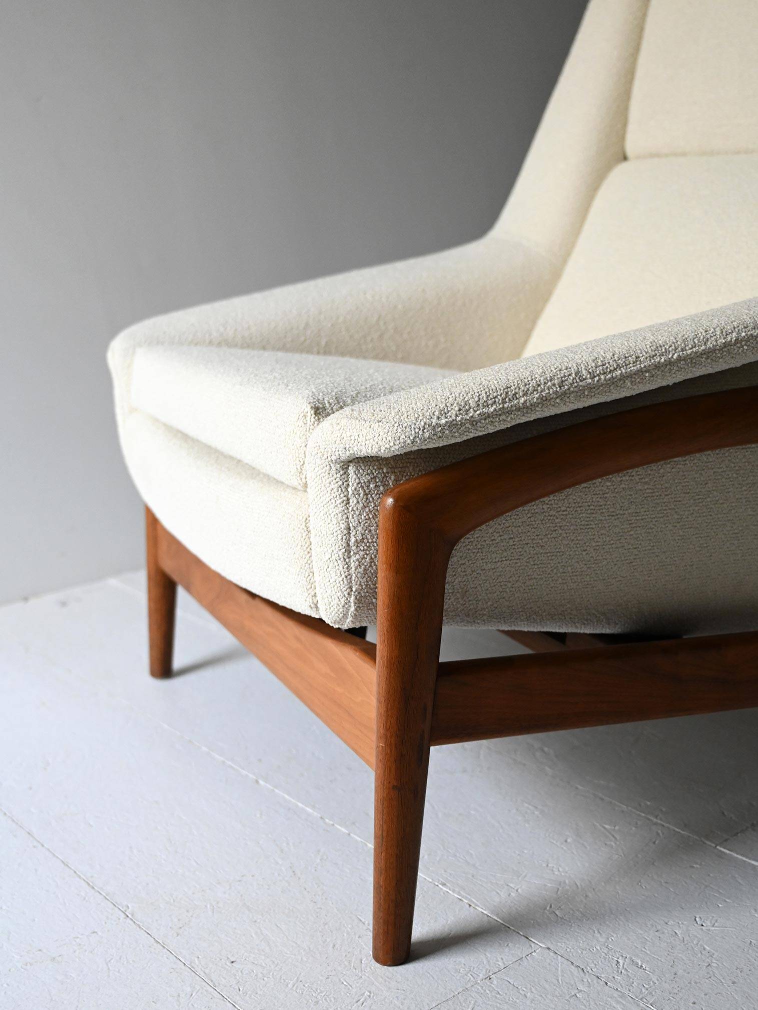 1950s/60s Scandinavian teak lounge chair with ottoman