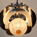 Geometric vintage chandelier in chrome and glass frosted by A.V. Mazzega