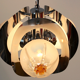 Geometric vintage chandelier in chrome and glass frosted by A.V. Mazzega