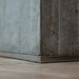 Saporiti. Brutalist and minimalist glass and concrete desk. 1970s.