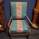 Pair of high-backed armchairs in turned wood – Carved armrests of