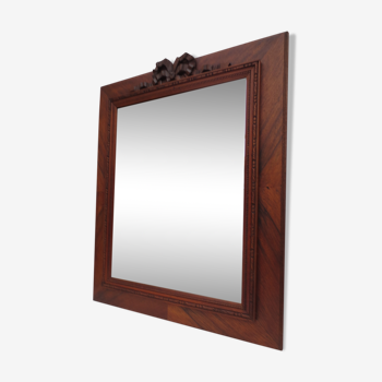 Old rectangular mirror frame wood décor cocarde
