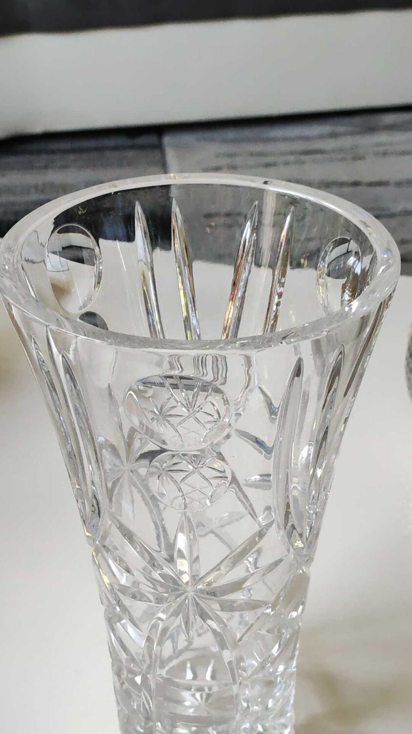 Lead crystal vase with flared neck, Bohemian/Boho chic style. High 25 cm