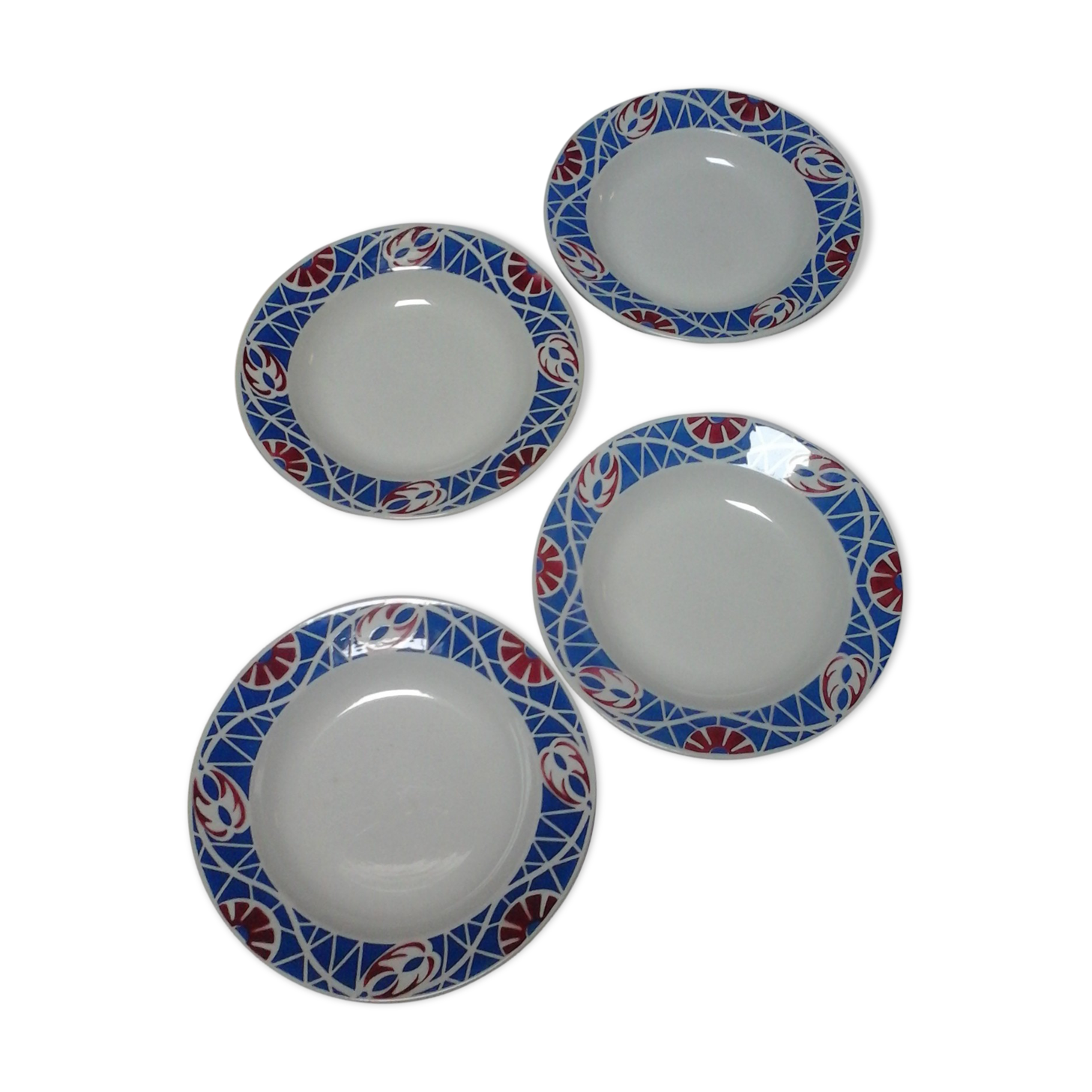 Set of 4 hollow plates, robinson model, from the Sarreguemines