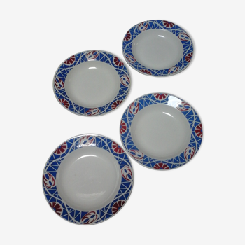 4 assiettes creuses modèle Robinson, Sarreguemines