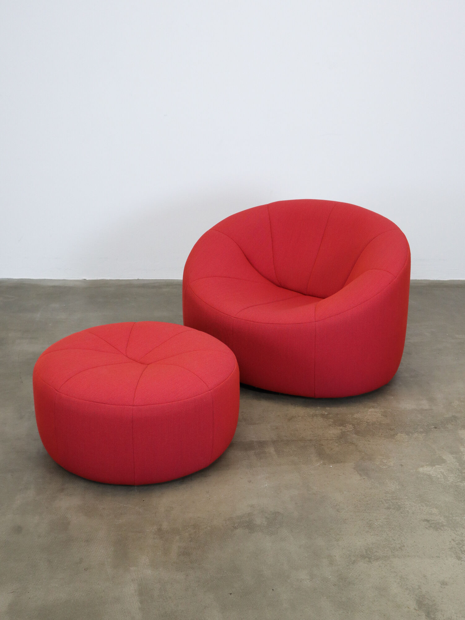 Red Pumpkin chair and ottoman by Pierre Paulin for Ligne Roset