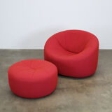 Red Pumpkin chair and ottoman by Pierre Paulin for Ligne Roset