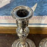 Pair of silver-plated bronze candlesticks from the early 20th century