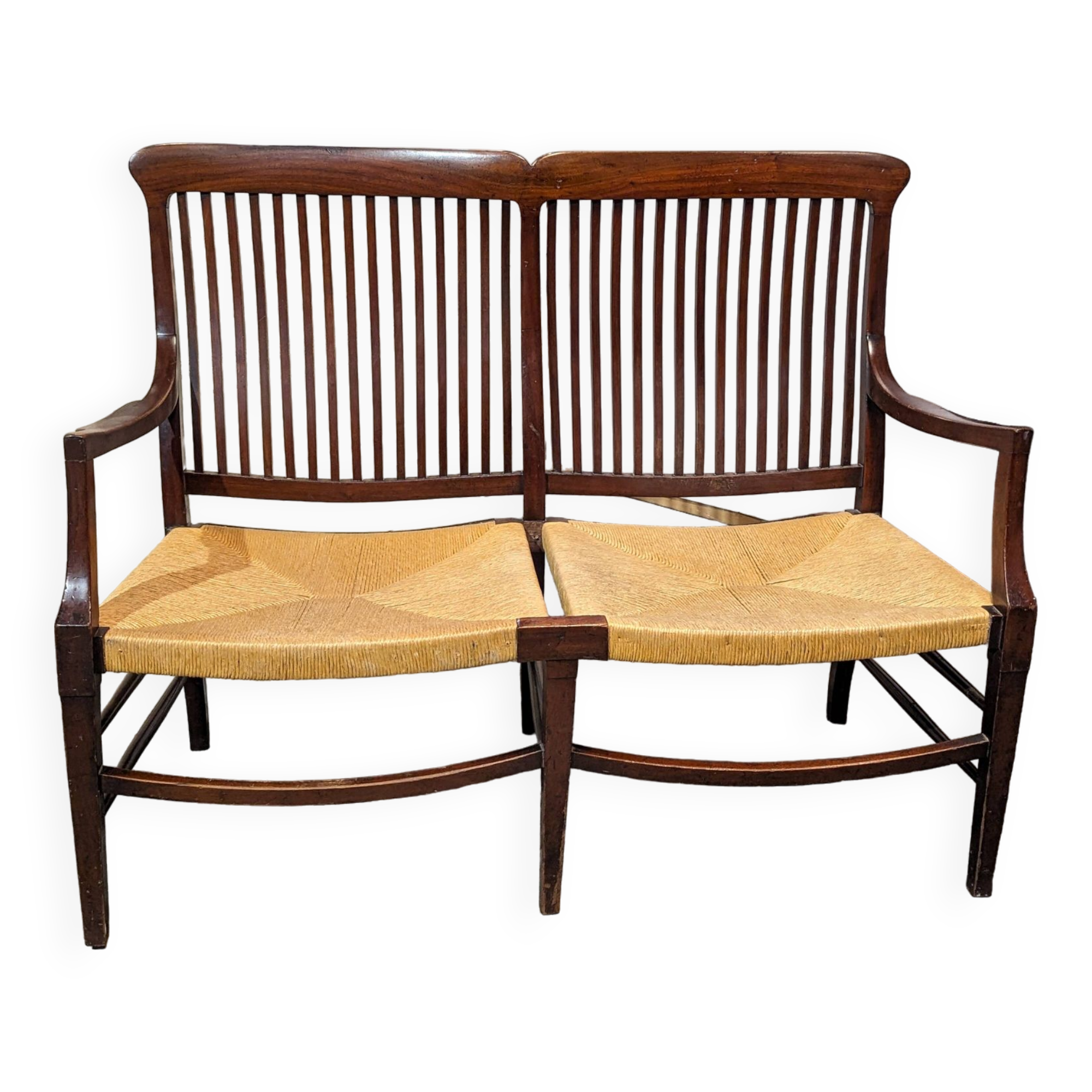 English mahogany straw bench