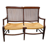 English mahogany straw bench