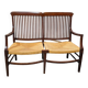 English mahogany straw bench