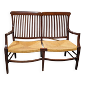 English mahogany straw bench