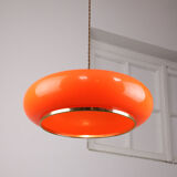 Suspension en laiton orange et plexiglas space age années 70