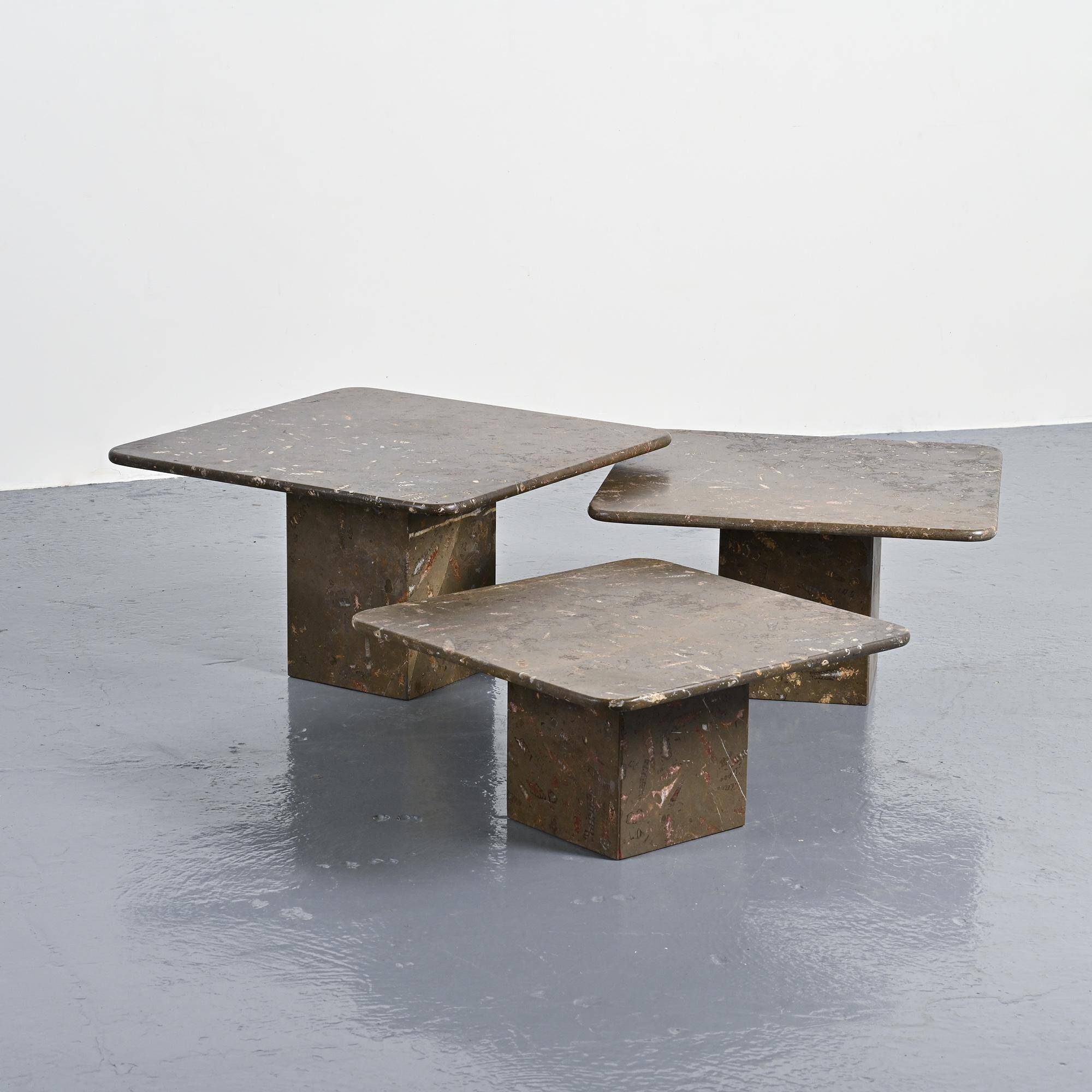 Set of three nesting tables "Fossil", Switzerland, circa 1970