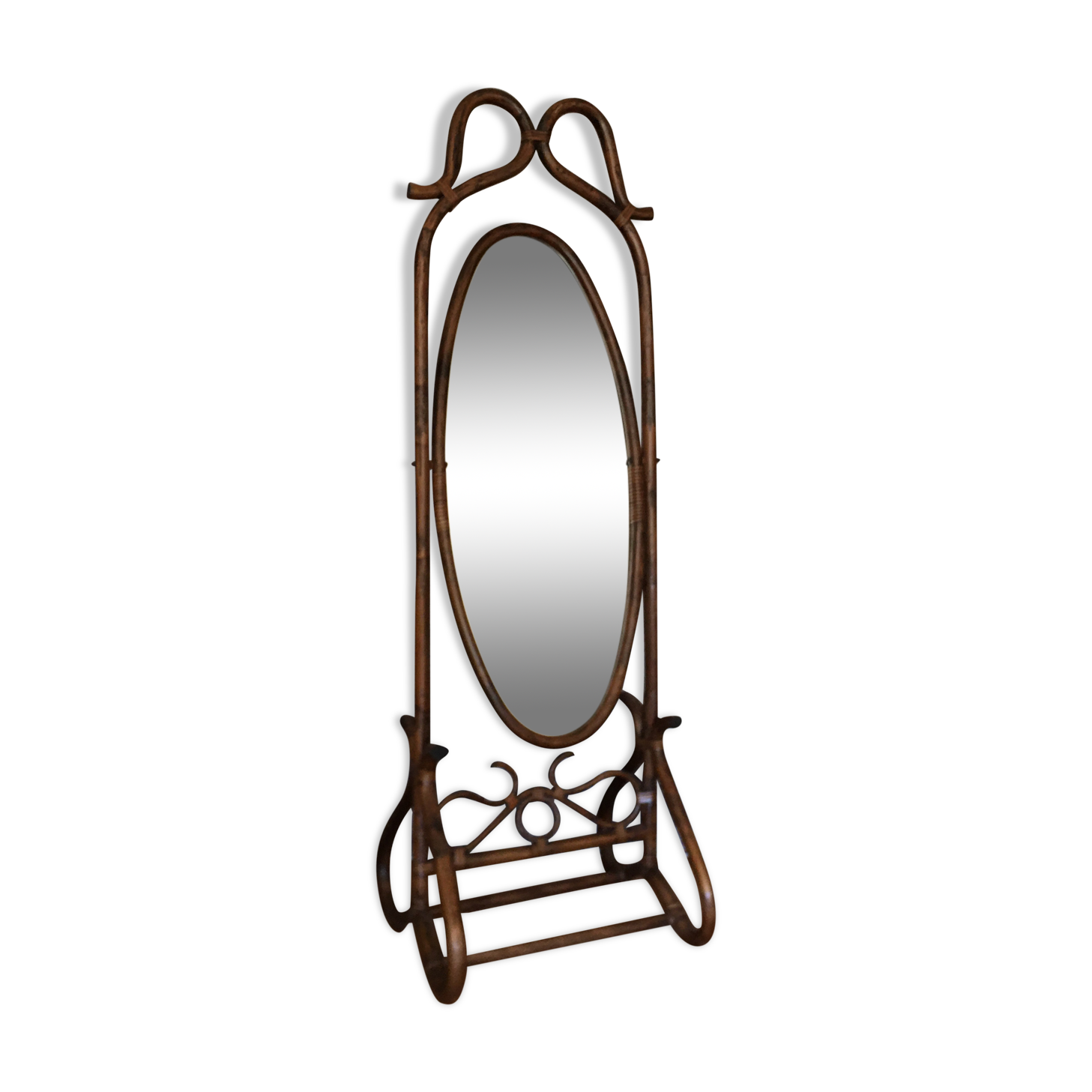 Large rattan psychedelic mirror 55x175cm