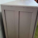 Ancienne commode en bois peint et pitchpin