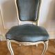 6 Louis XV style medallion chairs lacquered with ivory and blue velvet