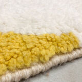 Moroccan Berber carpet beni ouarain ecru with colorful patterns 143x110cm