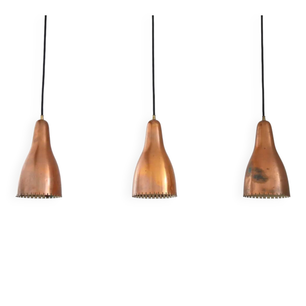 Ensemble de trois suspensions en cuivre Bent Karlby pour Lyfa