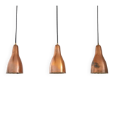 Set of three copper Bent Karlby pendant lamps for Lyfa