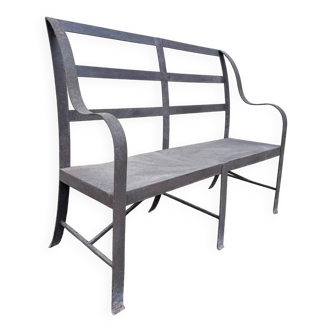 Banc de jardin artisanal en fer forgé