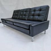 3-seater sofa, vintage, chrome, black leather, Denmark, 1960s