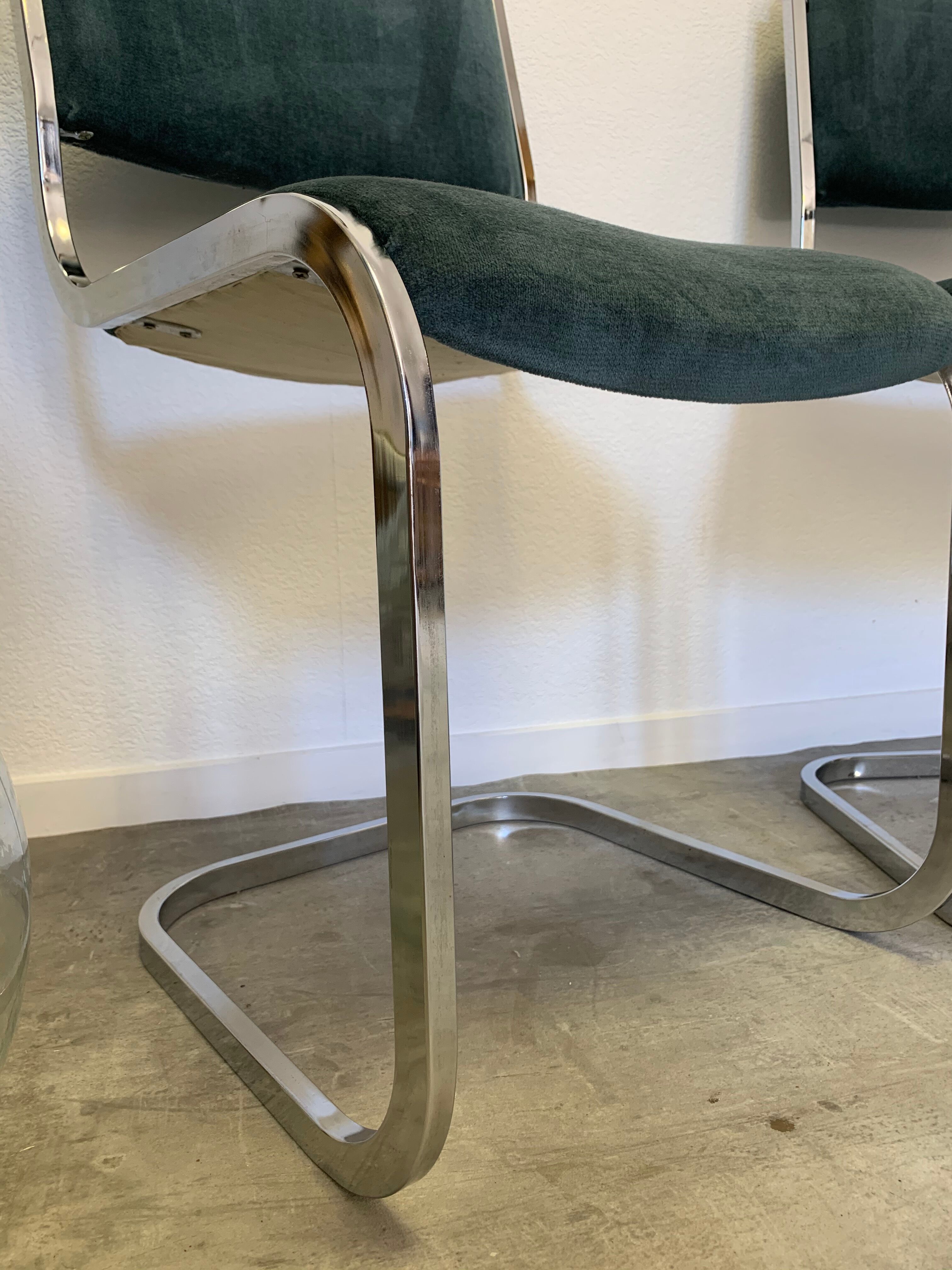 Pair of chrome blue chairs  70