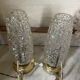 Pair of 1950s brass and glass bedside lamps
